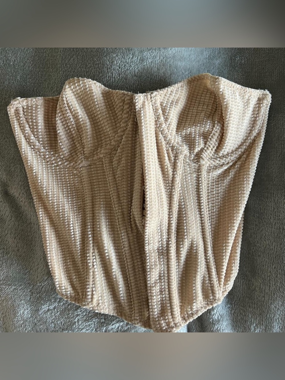Urban Outfitters Textured Strapless Bustier in Beige